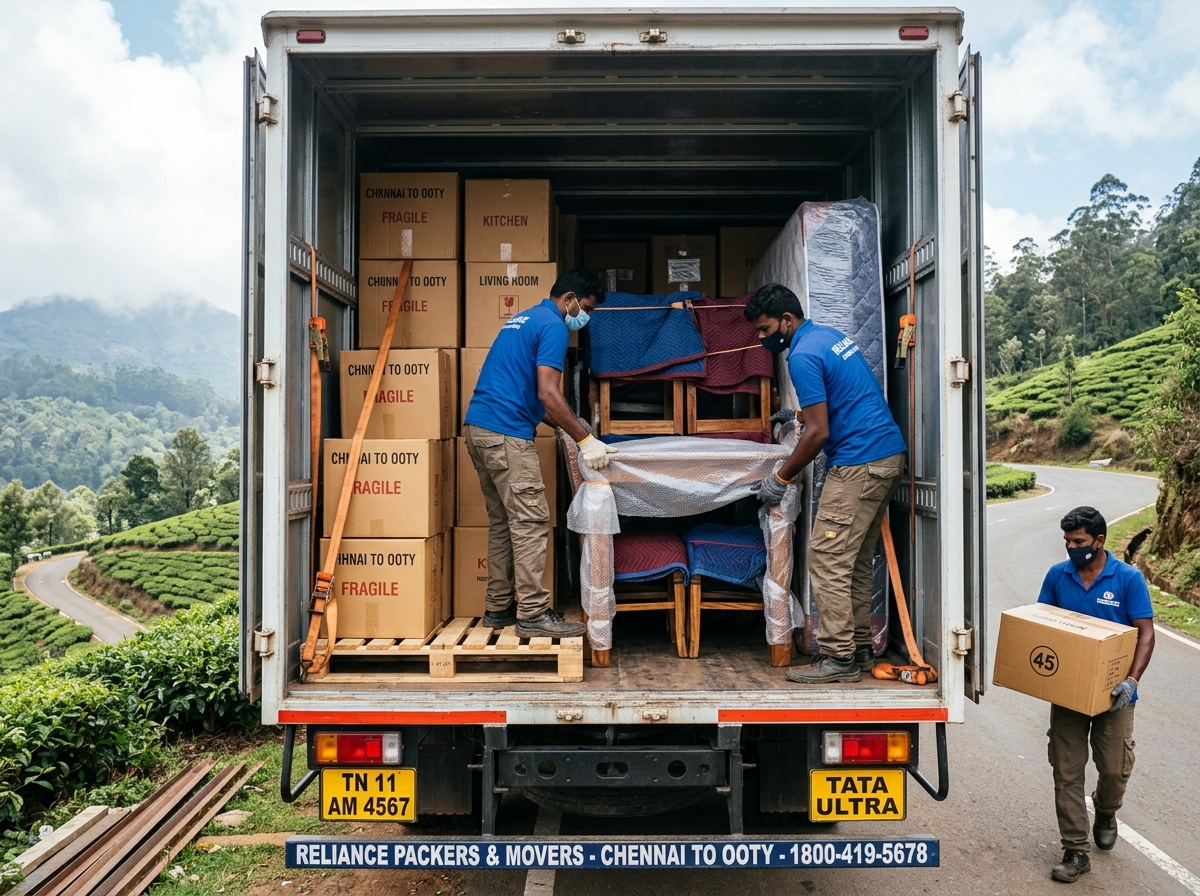 Packers and Movers Chennai to Ooty Truck Loading and Household Cargo Securing