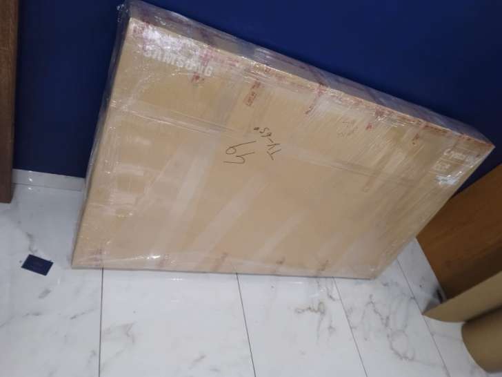 Specialized Samsung 65 inch LED TV packing in reinforced corrugated box with cling wrap for Chennai to Dharmapuri shifting